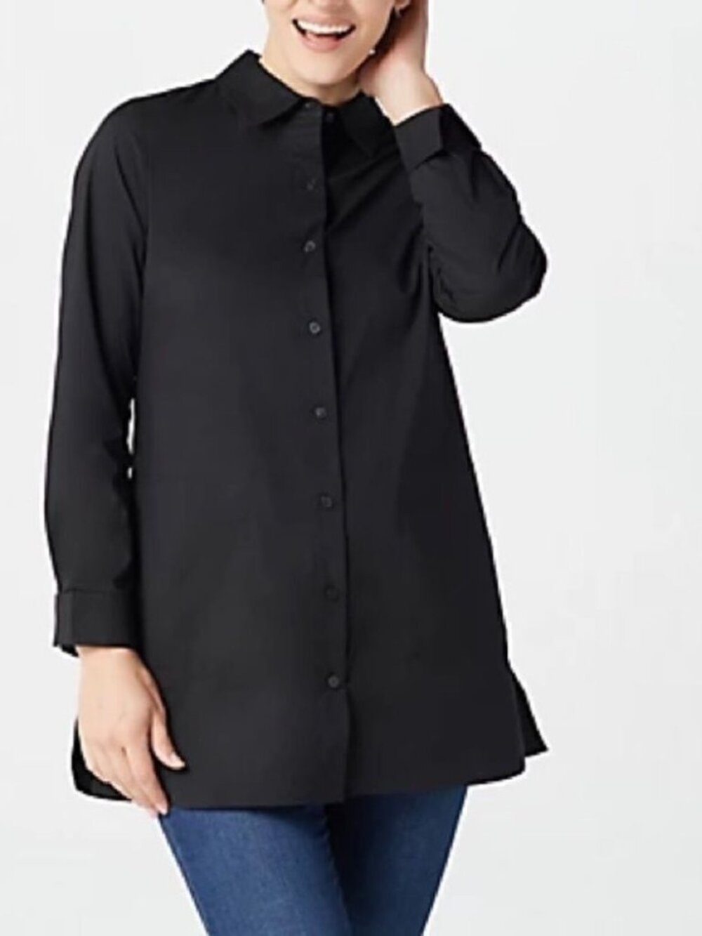 Denim & Co. Stretch Poplin Duster Shirt